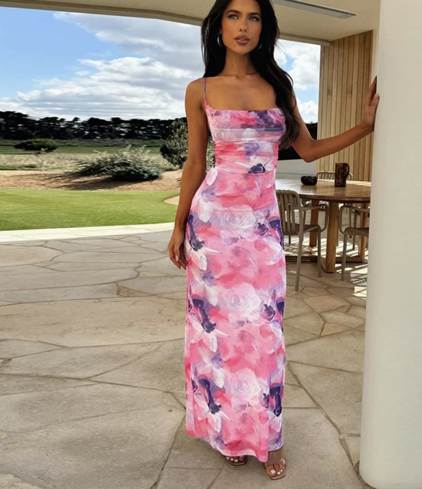 Dress with Waistband and hip wrap print pocket collar camisole dress, hip wrap skirt