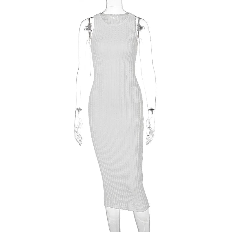 Fashion knitted sleeveless round neck dress for women