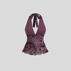 2026 European and American Cross border Mesh Hanging Neck Strap Vest, Hot selling Foreign Trade Product, Summer New Metal Ring Backless Top