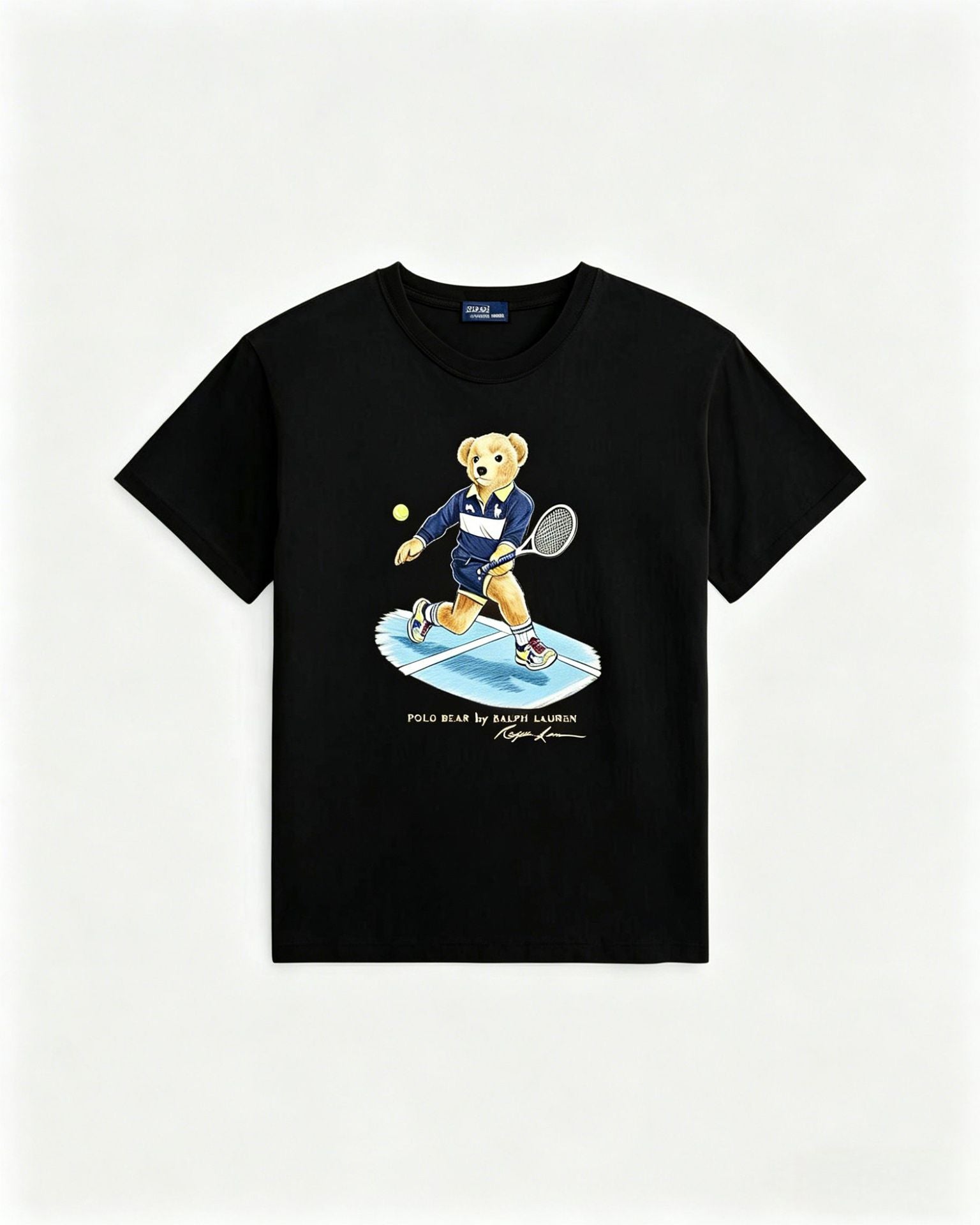 European and American Cross border 2025 Summer Cross border Women's Fashion New Casual Bear Printed T-shirt Round Neck Loose Short Sleeve