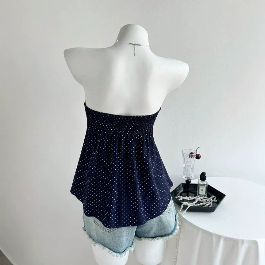 2026 foreign trade summer new product strapless drawstring polka dot fashion women's clothing European and American cross-border e-commerce camisole vest top