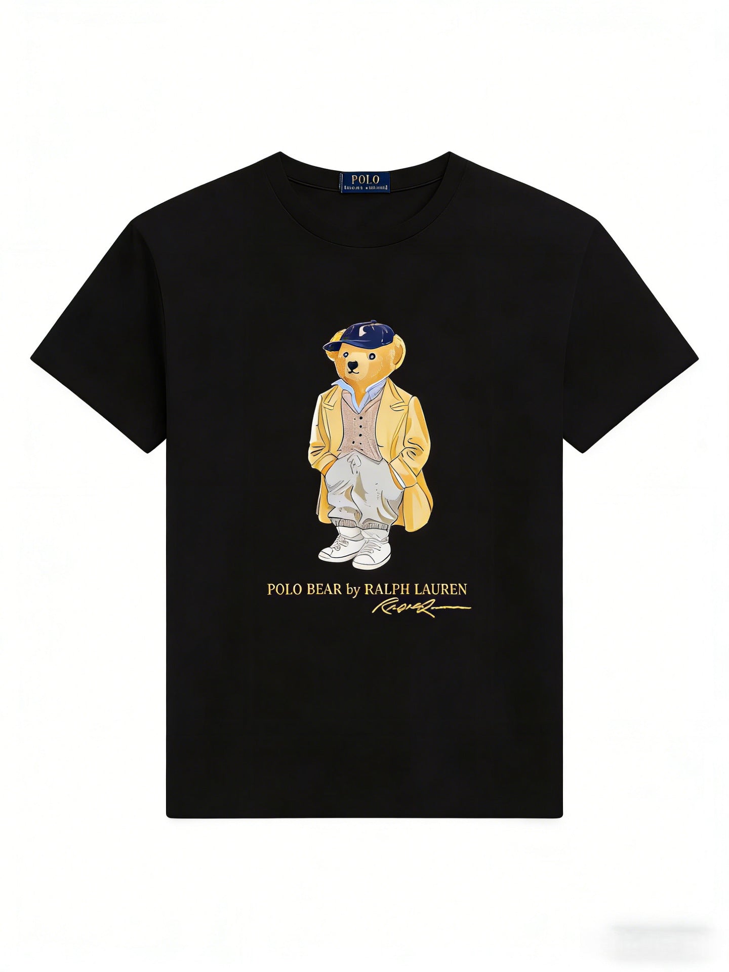 European and American Cross border 2025 Summer Cross border Women's Fashion New Casual Bear Printed T-shirt Round Neck Loose Short Sleeve