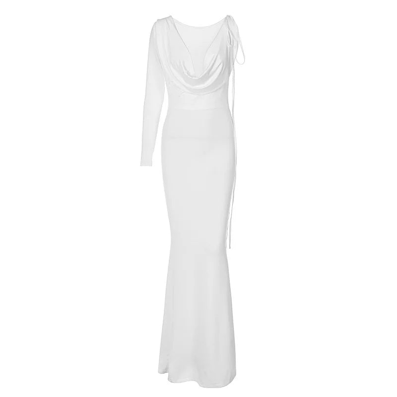 Autumn Winter One Shoulder Slim Dress Solid Color Women's Wear