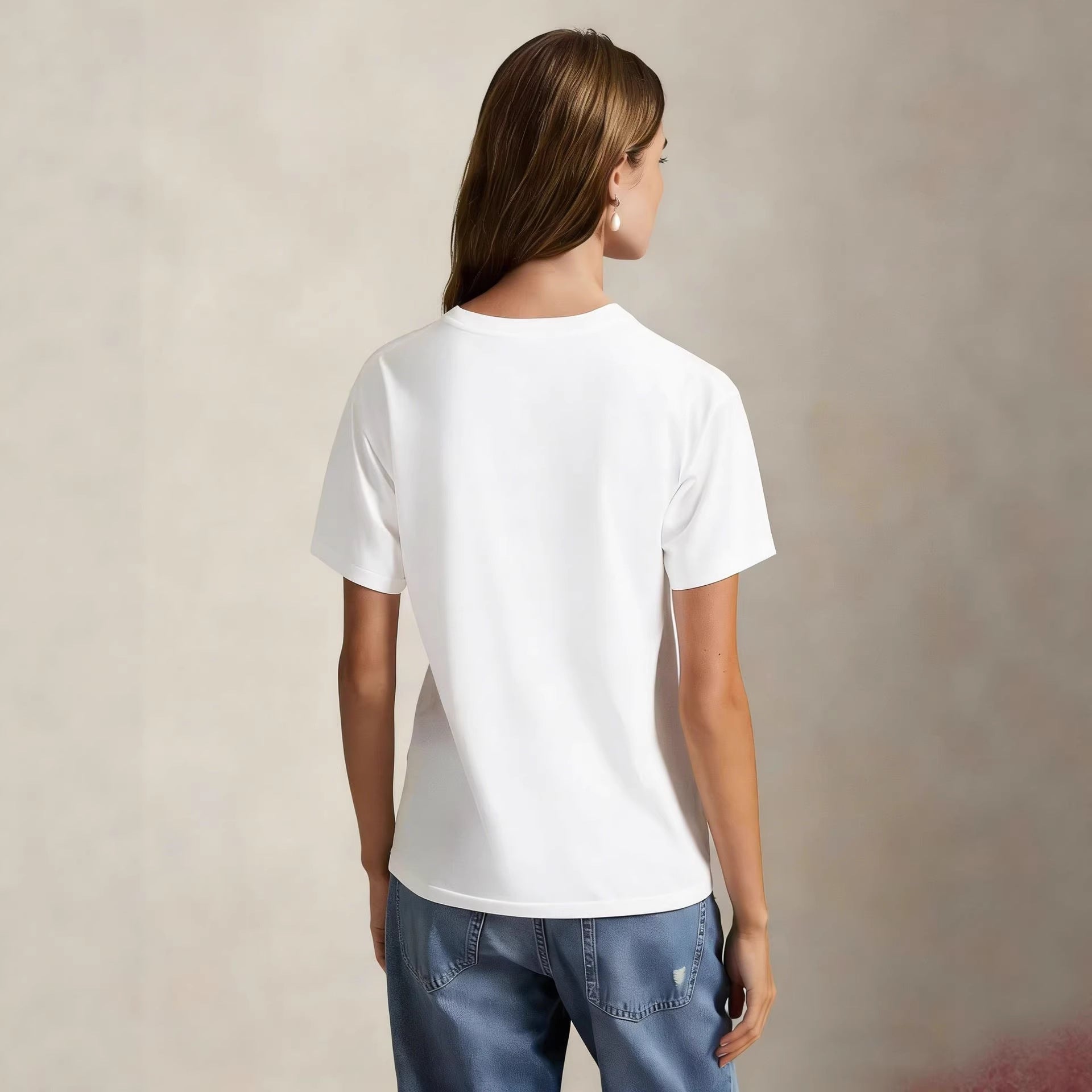 European and American Cross border 2026 Summer Cross border Women's Fashion New Casual Bear Printed Round Neck T-shirt Short Sleeve Top