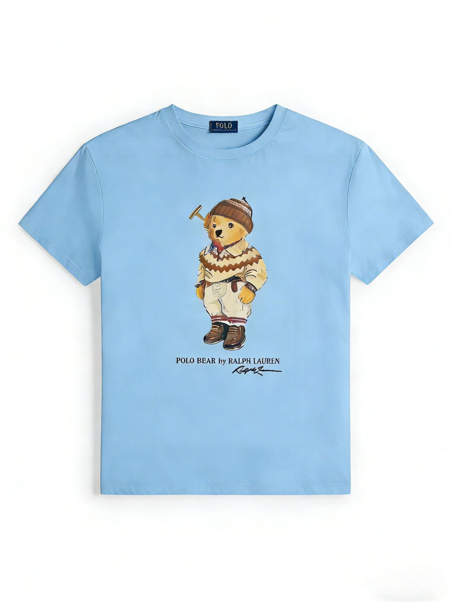 European and American Cross border 2025 Summer Cross border Women's Fashion New Casual Bear Printed T-shirt Round Neck Loose Short Sleeve