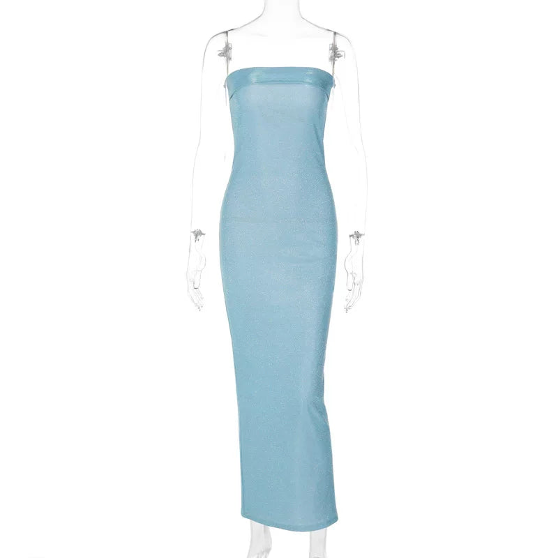 Women's slim fitting bra bright colored dress with strapless and bright colors