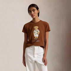 欧美跨境2026夏季跨境女装时尚新款休闲小熊印花圆领t恤短袖上衣