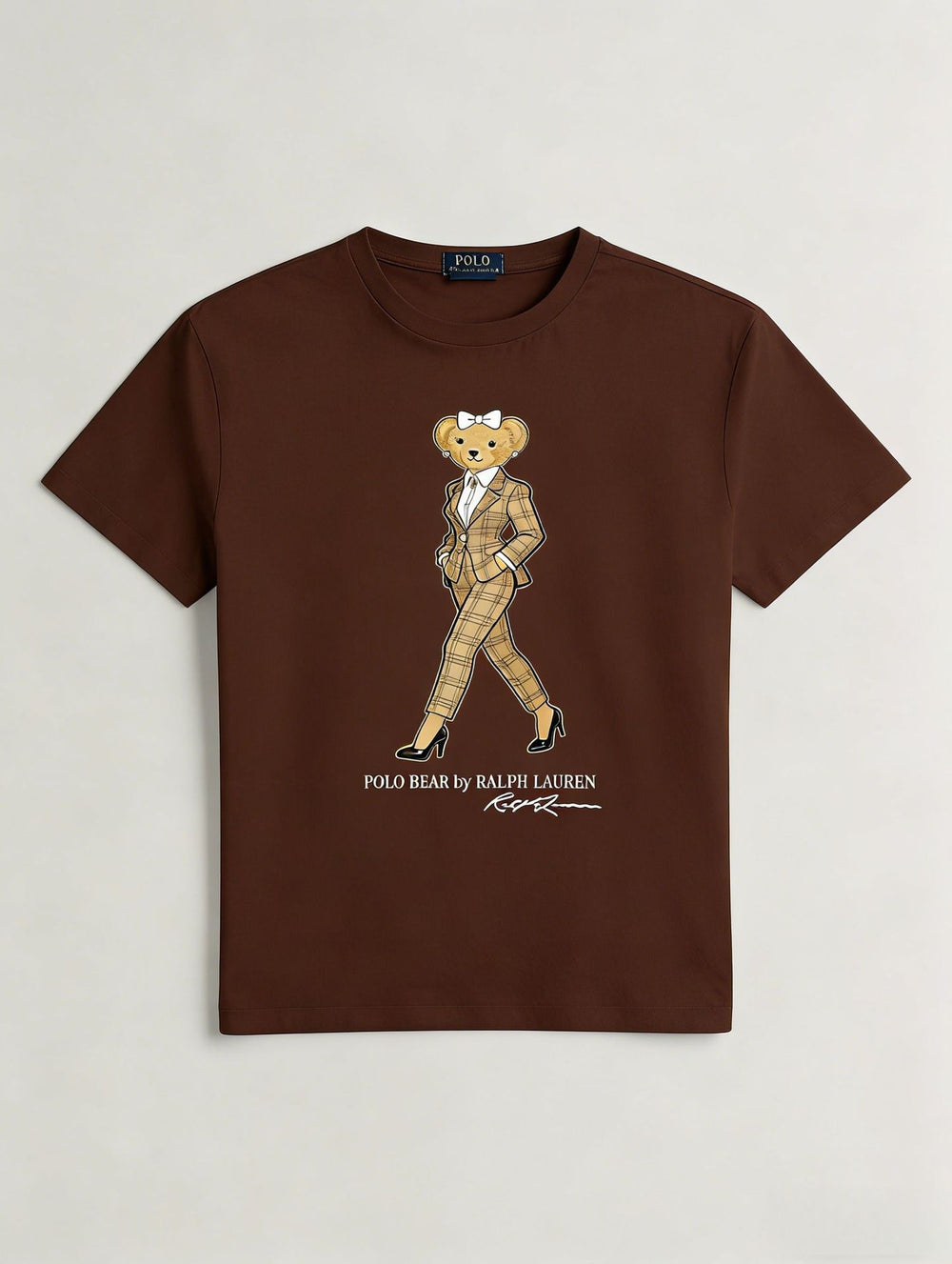 European and American Cross border 2026 Summer Cross border Women's Fashion New Casual Bear Printed Round Neck T-shirt Short Sleeve Top