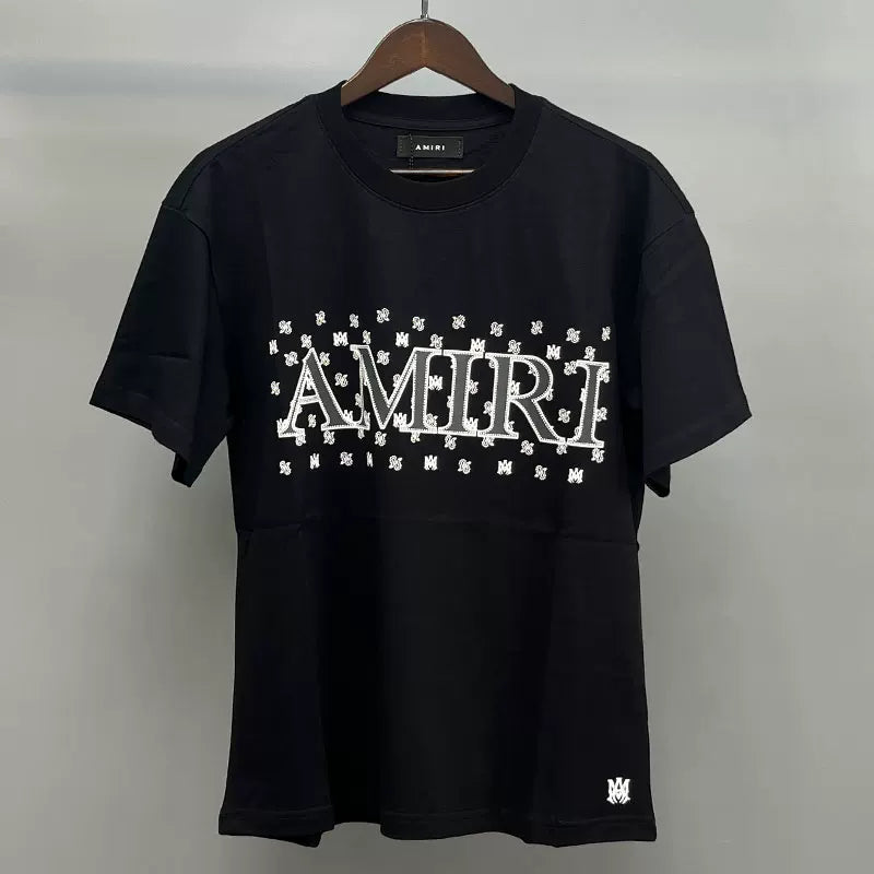 Amiri Bandana Box Logo Graphic Short Sleeve T-Shirt - Black / White