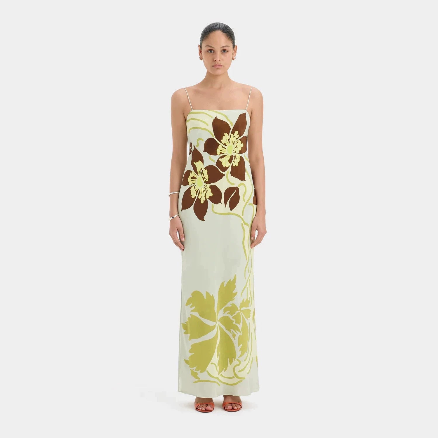 2026 New Cross border Women's Clothing Retro Vacation Style Printed Square Collar Strap Waist Look Slimming Long Dress from Europe and America