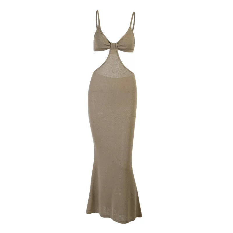 Halter dress women's camisole dress, women's summer new style, slim fit and slimming, exposed back, carefully machine wrapped buttocks skirt