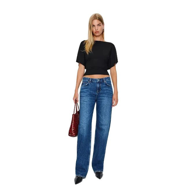 European and American Cross border 2026 Summer New Cross border Women's Clothing Fashion Style Slimming, Simple, Versatile Round Neck Top T-shirt