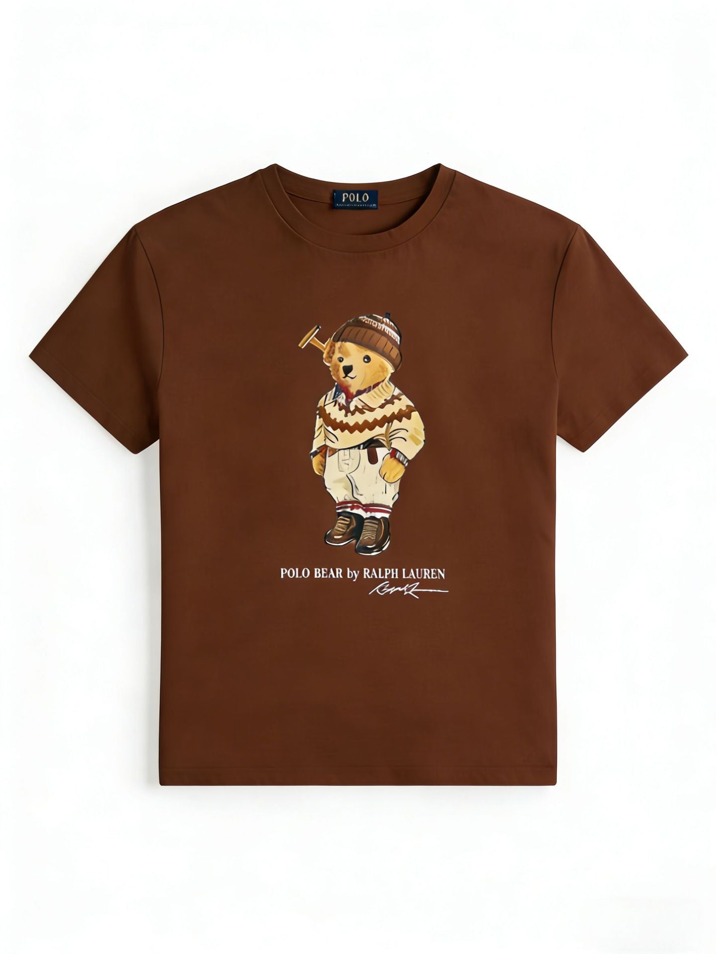European and American Cross border 2025 Summer Cross border Women's Fashion New Casual Bear Printed T-shirt Round Neck Loose Short Sleeve