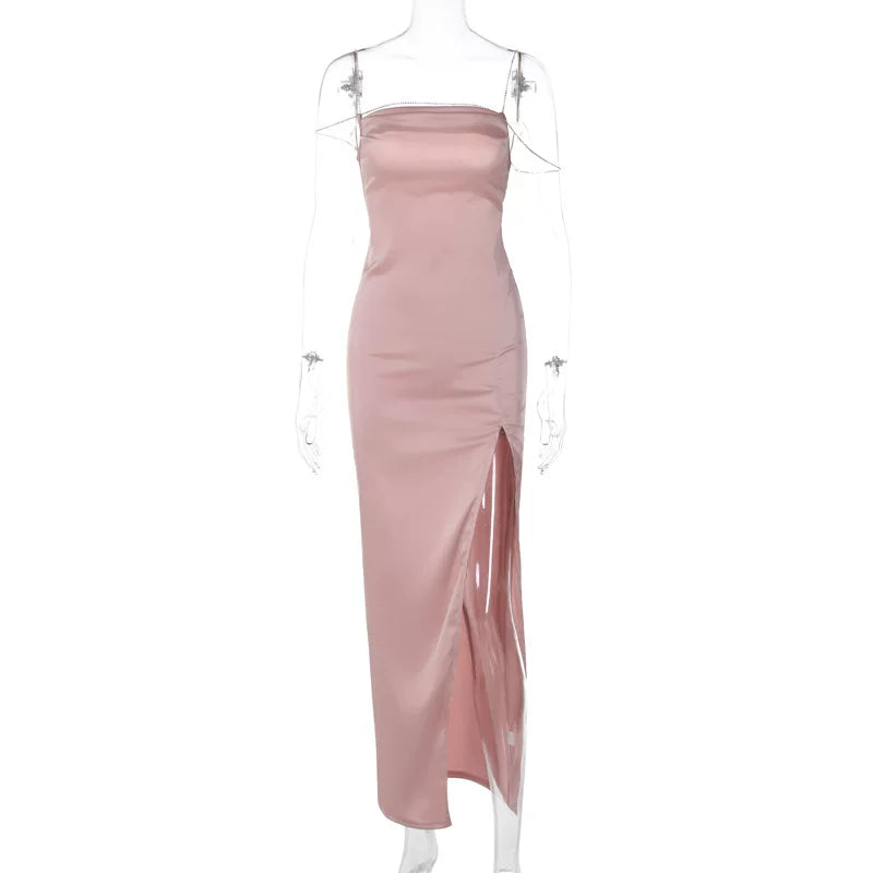 Open Back Diamond Chain Strap Dress Women's Open Back Diamond Chain Strap Dress