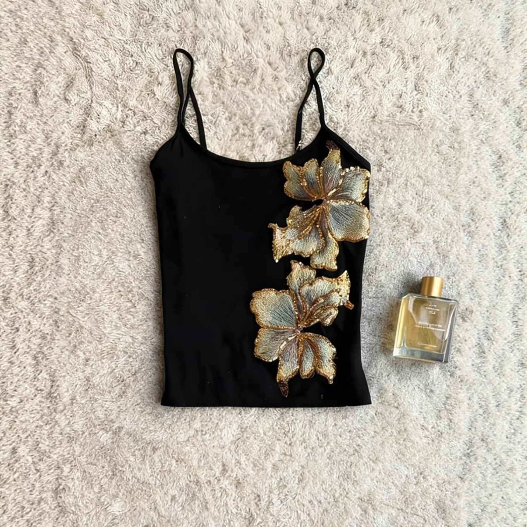 2026 Cross border Foreign Trade Sexy Spicy Girl Sparkle Flower Strap Vest European and American Spring and Summer Slim Women's Top