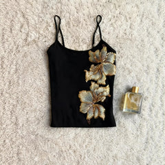 2026 Cross border Foreign Trade Sexy Spicy Girl Sparkle Flower Strap Vest European and American Spring and Summer Slim Women's Top