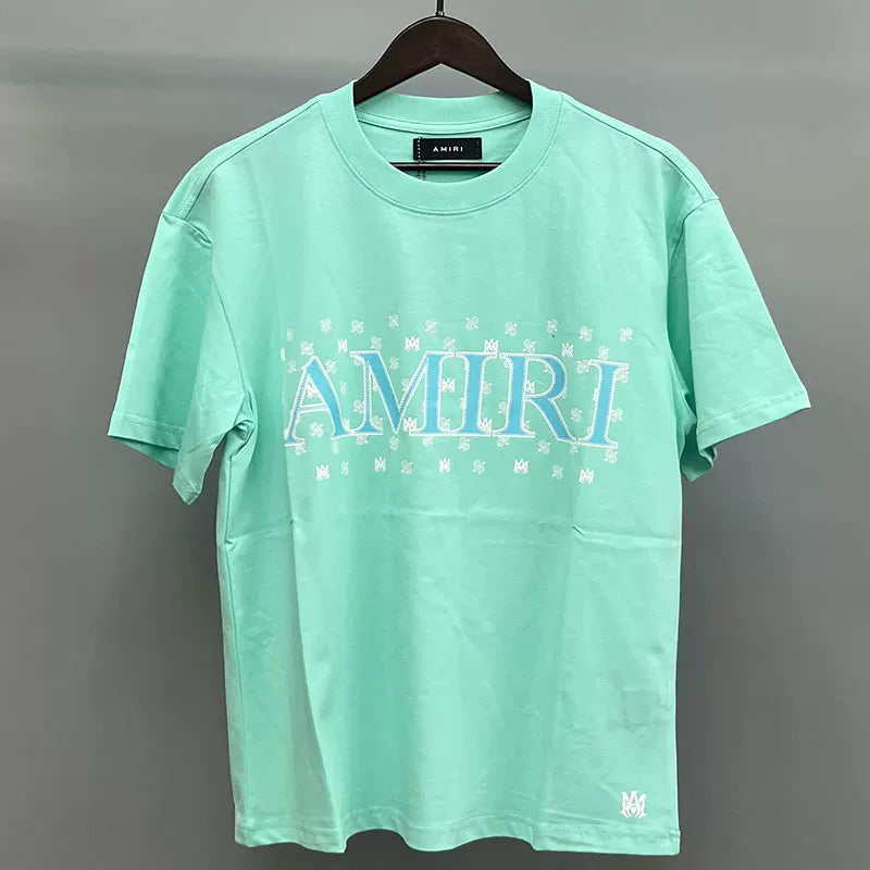 Amiri Bandana Box Logo Graphic Short Sleeve T-Shirt - Mint Green