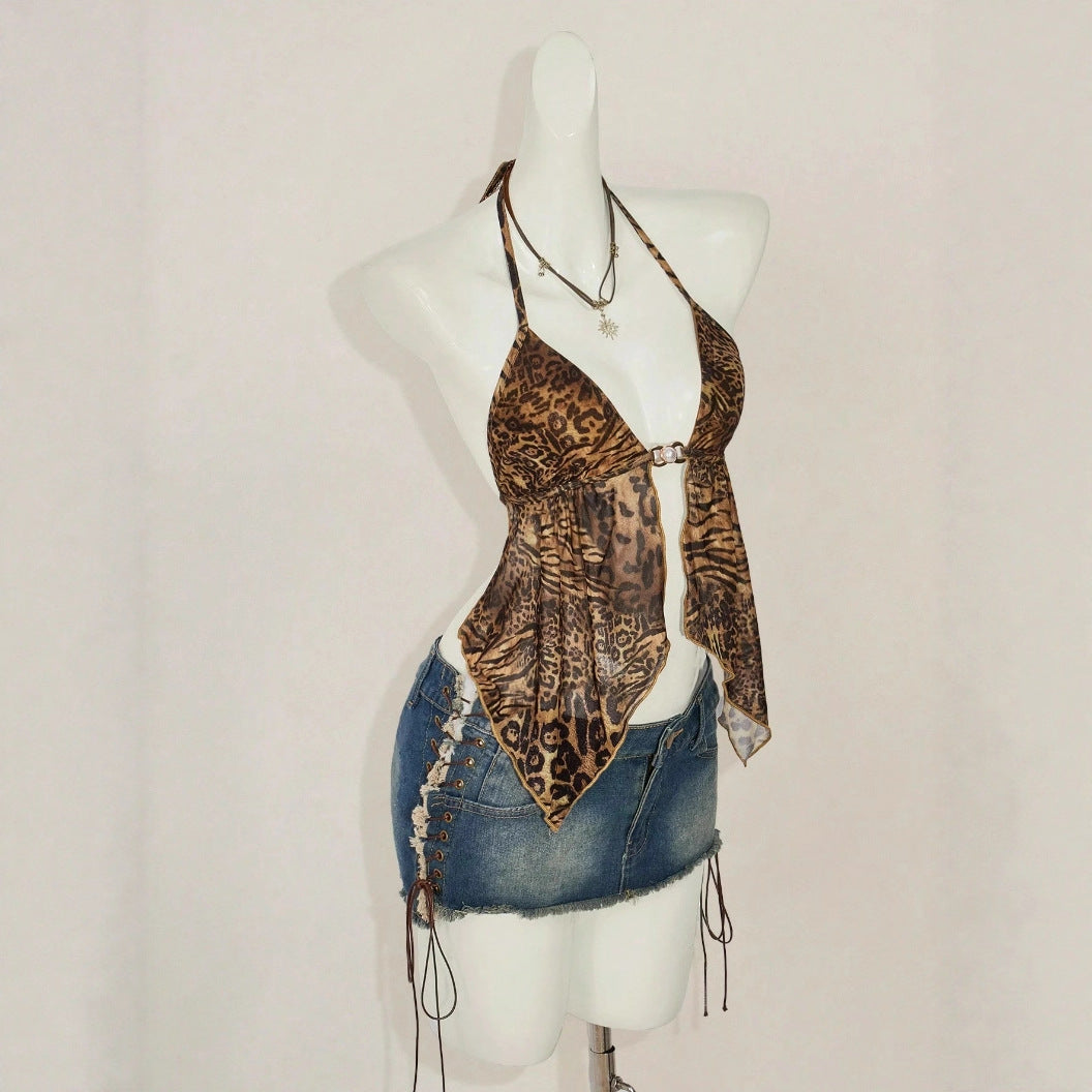 2026 European and American foreign trade sexy printed neck hanging vest cross-border spicy girl trend fashion women's vest top