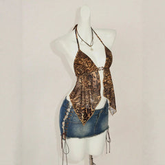 2026 European and American foreign trade sexy printed neck hanging vest cross-border spicy girl trend fashion women's vest top
