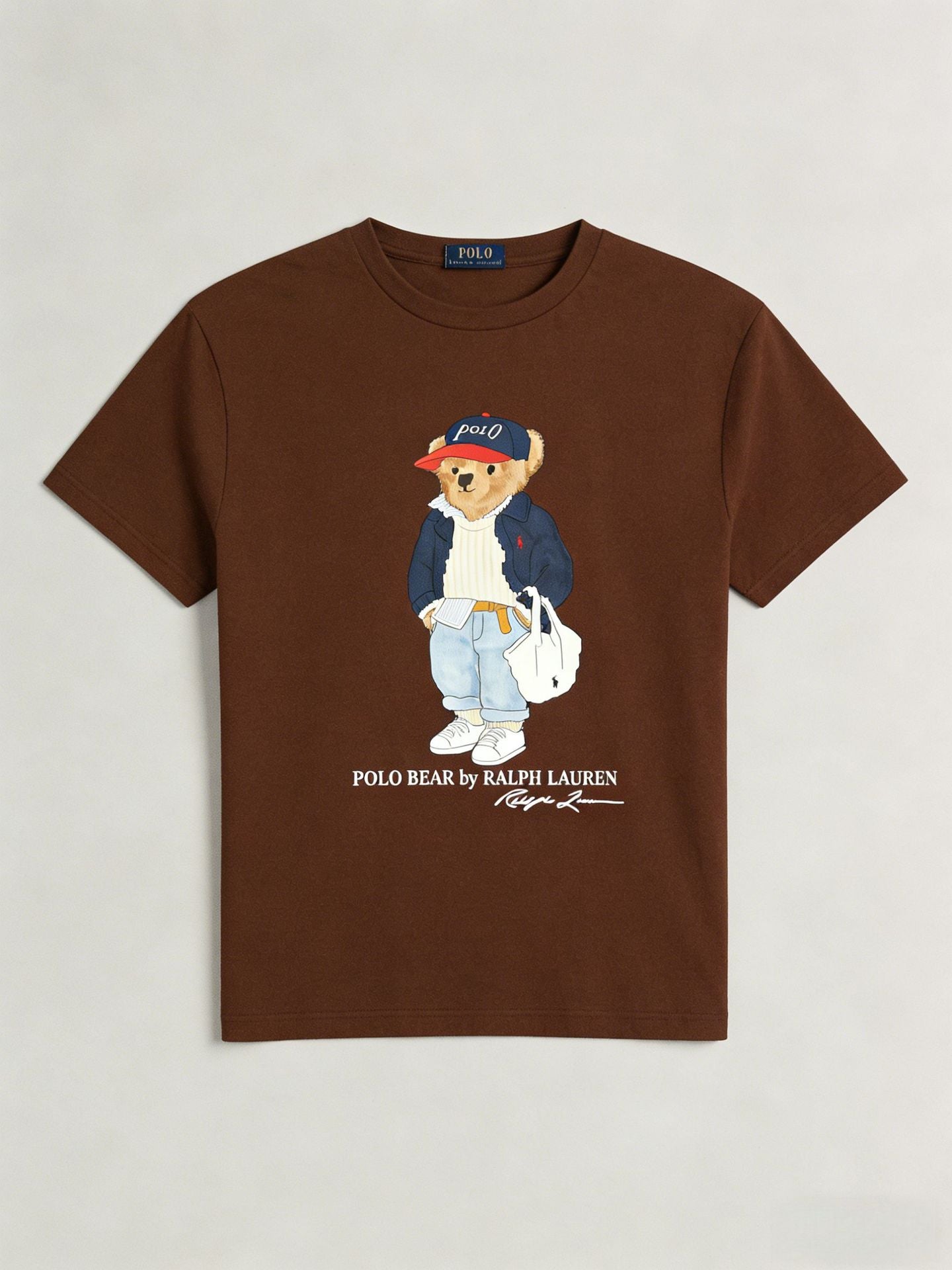 European and American Cross border 2025 Summer Cross border Women's Fashion New Casual Bear Printed T-shirt Round Neck Loose Short Sleeve