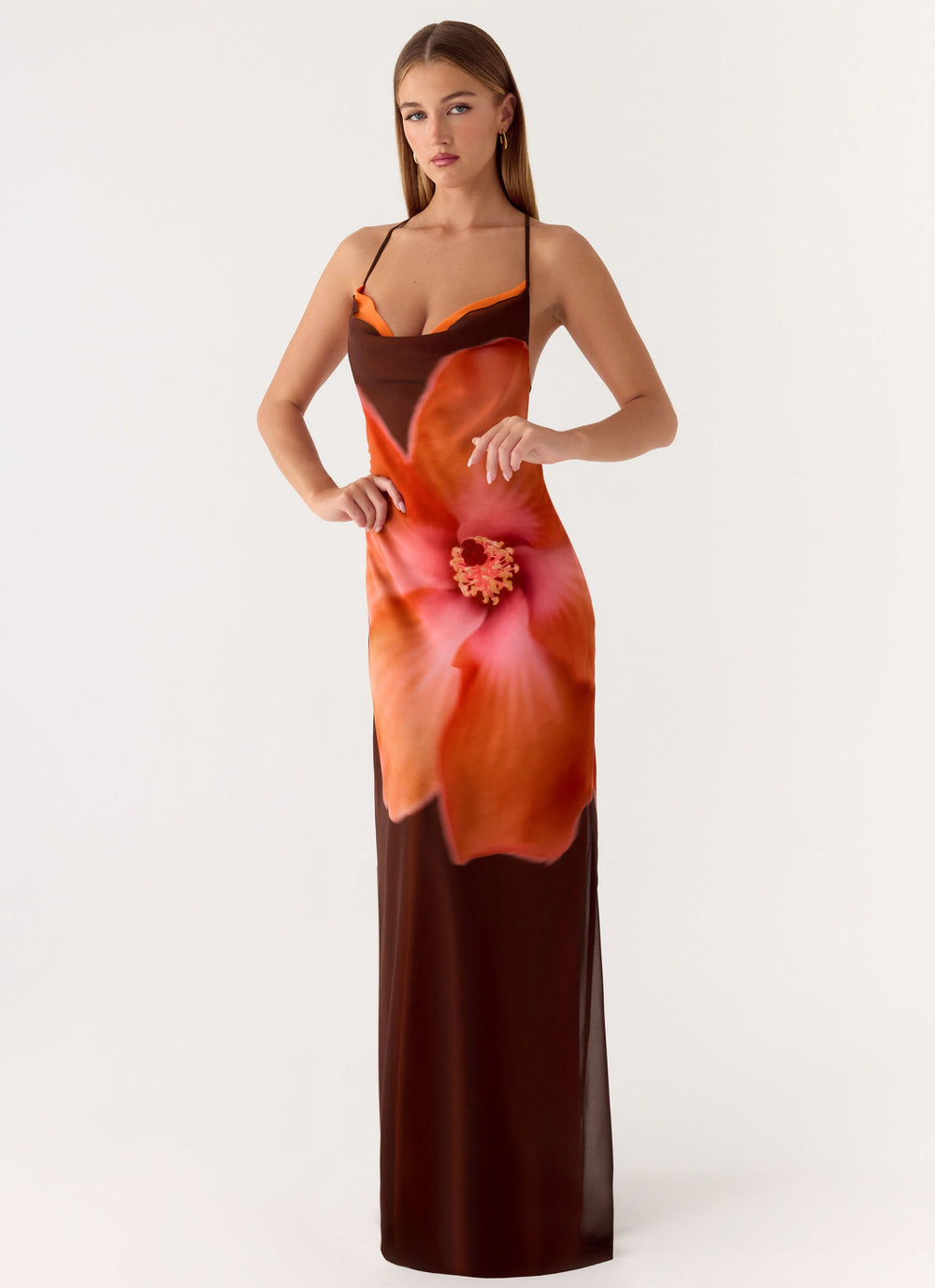 2026 New Cross border Women's Fashion Strap Hanging Neck Printed Waist slimming Trendy Dress Long Skirt from Europe and America
