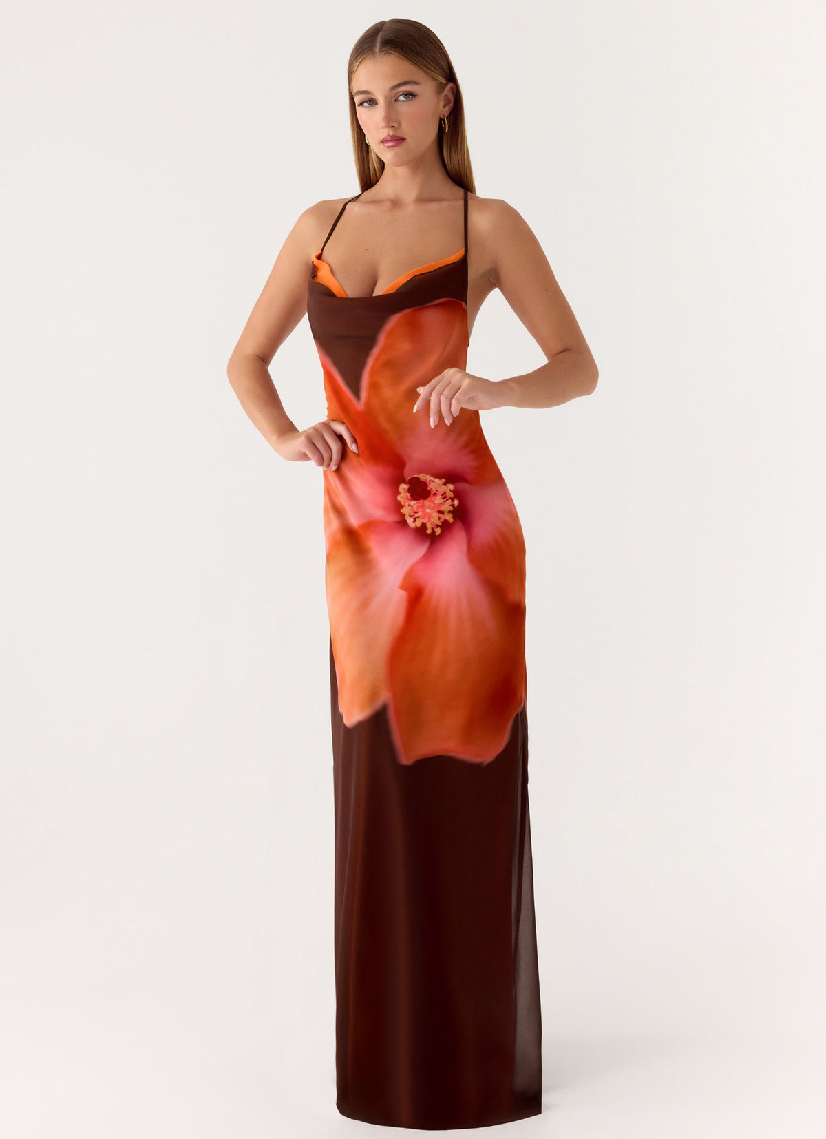 2026 New Cross border Women's Fashion Strap Hanging Neck Printed Waist slimming Trendy Dress Long Skirt from Europe and America