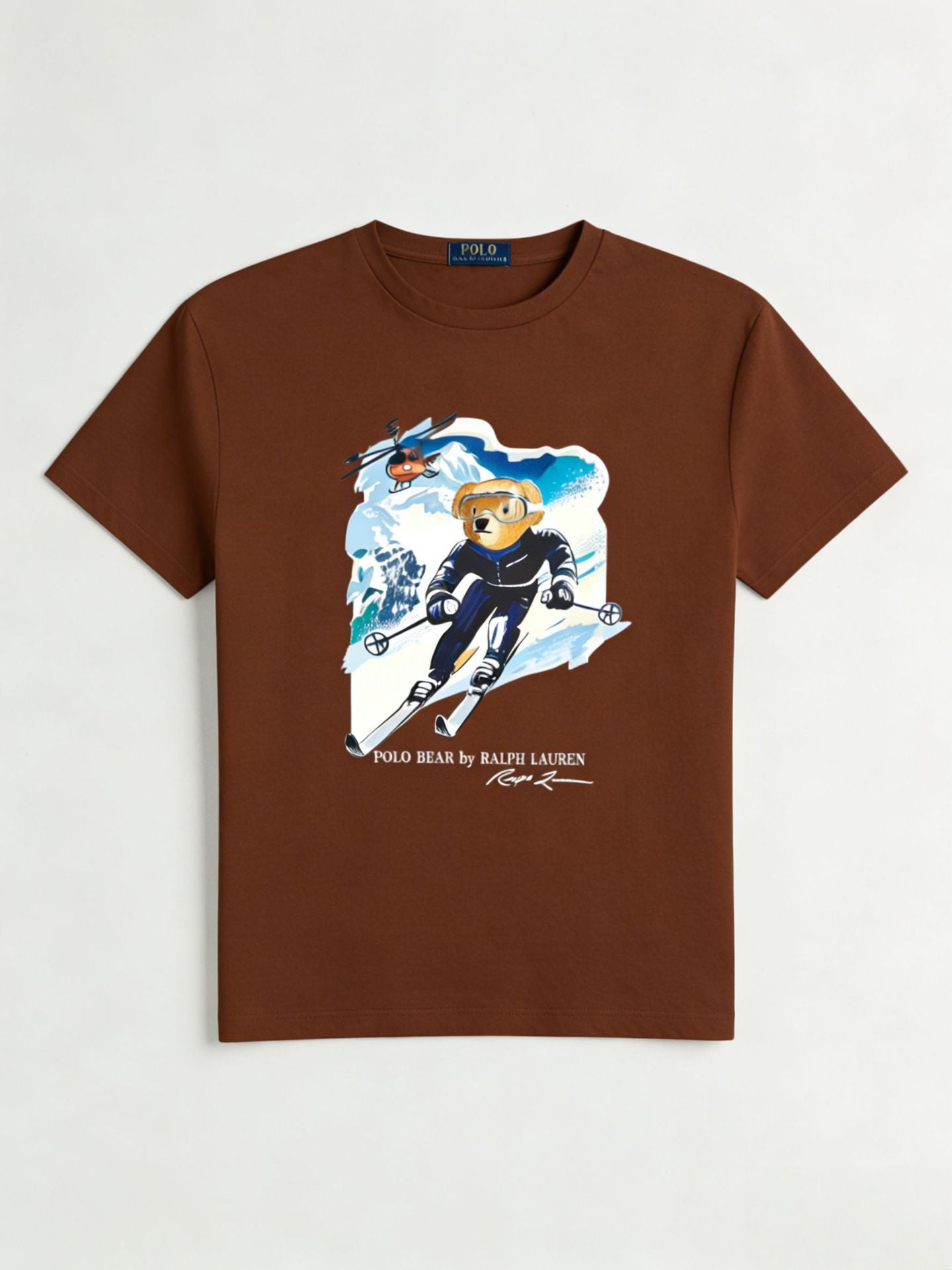 European and American Cross border 2025 Summer Cross border Women's Fashion New Casual Bear Printed T-shirt Round Neck Loose Short Sleeve