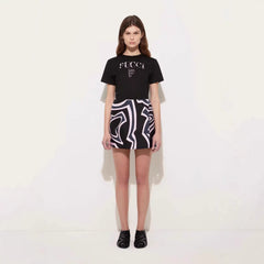 European and American Cross border 2026 Summer New Cross border Women's Fashion Casual Loose Design Printed Round Neck Short sleeved T-shirt