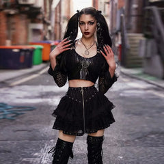 Slim Fit Lace Panel Wrapped Hip Skirt Black Lace Splicing Hip Wrapping Half Skirt for Women