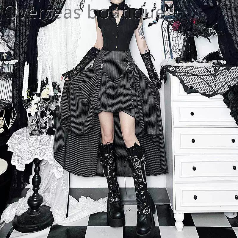 Gothic striped half length skirt party dress