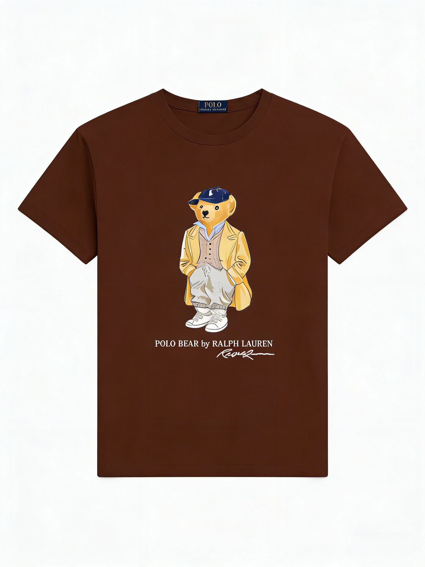 European and American Cross border 2025 Summer Cross border Women's Fashion New Casual Bear Printed T-shirt Round Neck Loose Short Sleeve