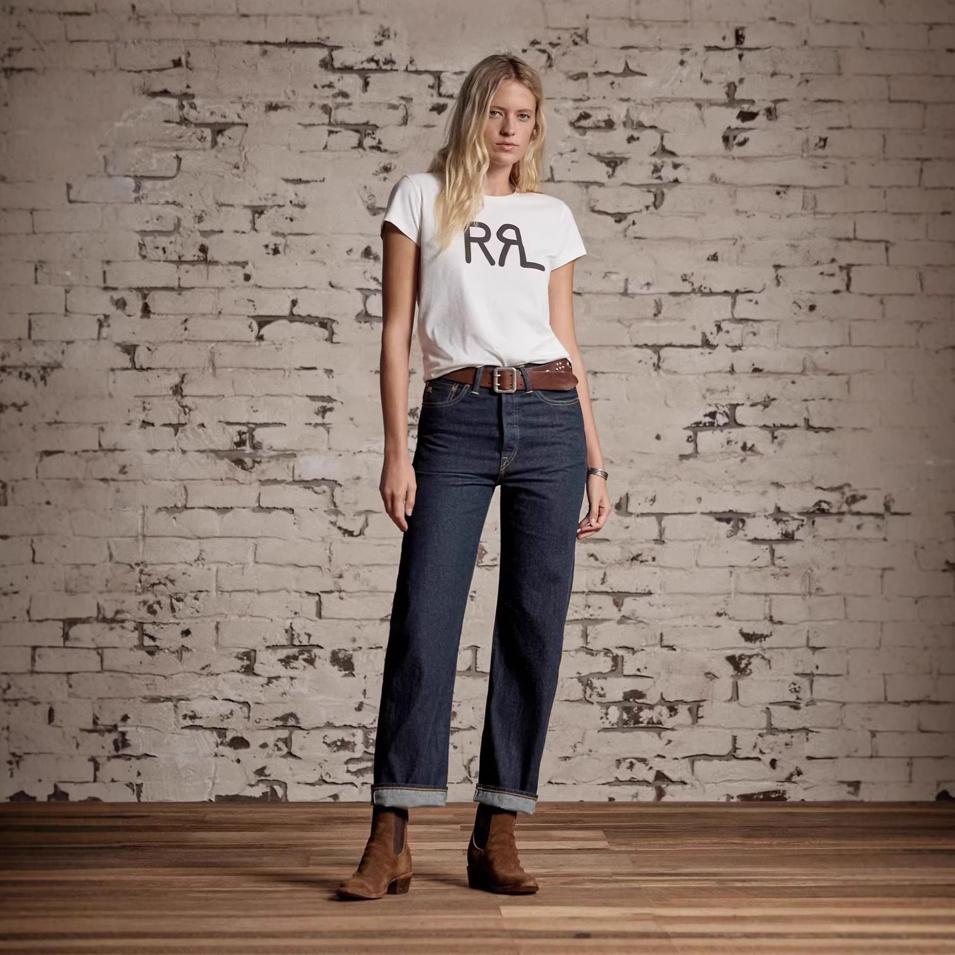 European and American Cross border 2026 Summer Cross border Women's Fashion and Leisure RL Letter Printed Shoulder Round Neck Short sleeved T-shirt