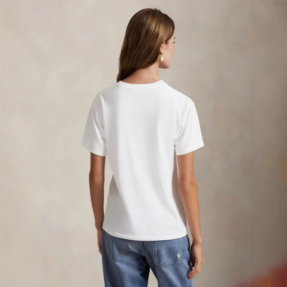 European and American Cross border 2026 Summer Cross border Women's Fashion New Casual Bear Printed Round Neck T-shirt Short Sleeve Top