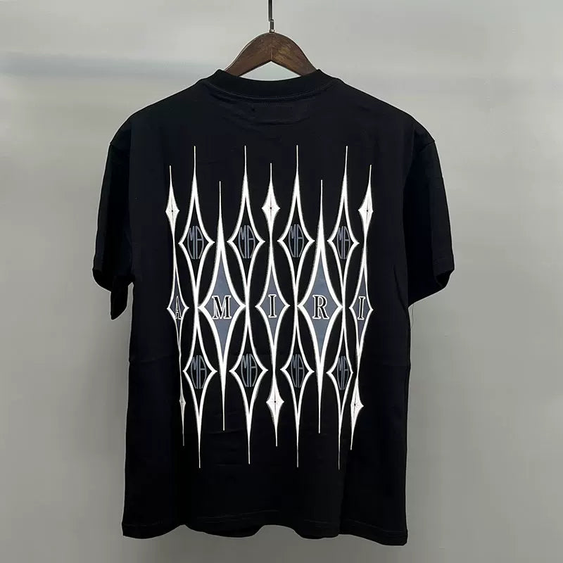 Amiri Diamond Lattice Logo Graphic Short Sleeve T-Shirt - Black