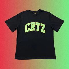 Corteiz Arch Logo Purple Typography Black T-Shirt