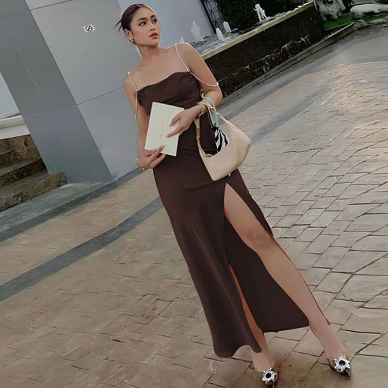 Open Back Diamond Chain Strap Dress Women's Open Back Diamond Chain Strap Dress