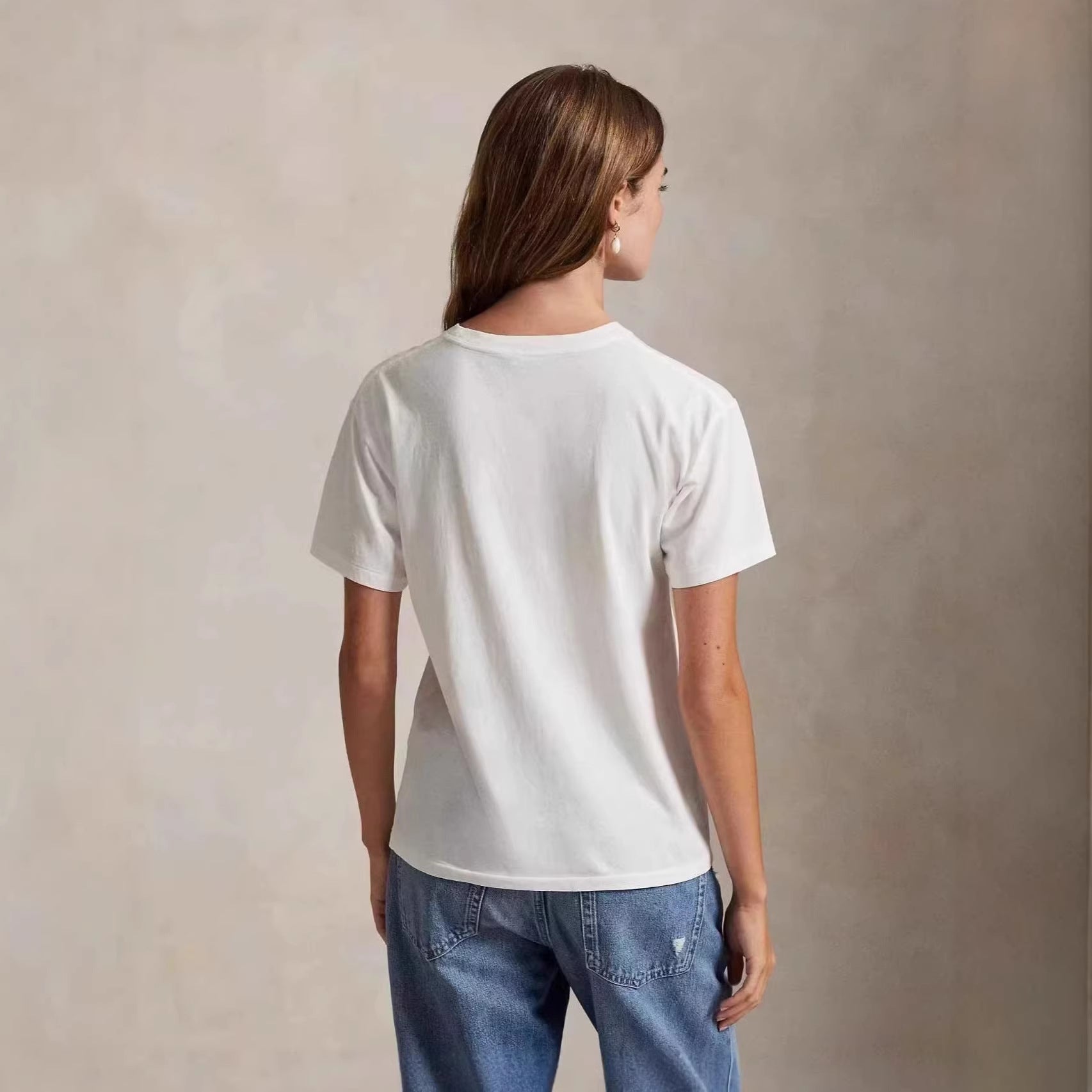 European and American Cross border 2026 Summer Cross border Women's Fashion New Casual Bear Printed Round Neck T-shirt Short Sleeve Top