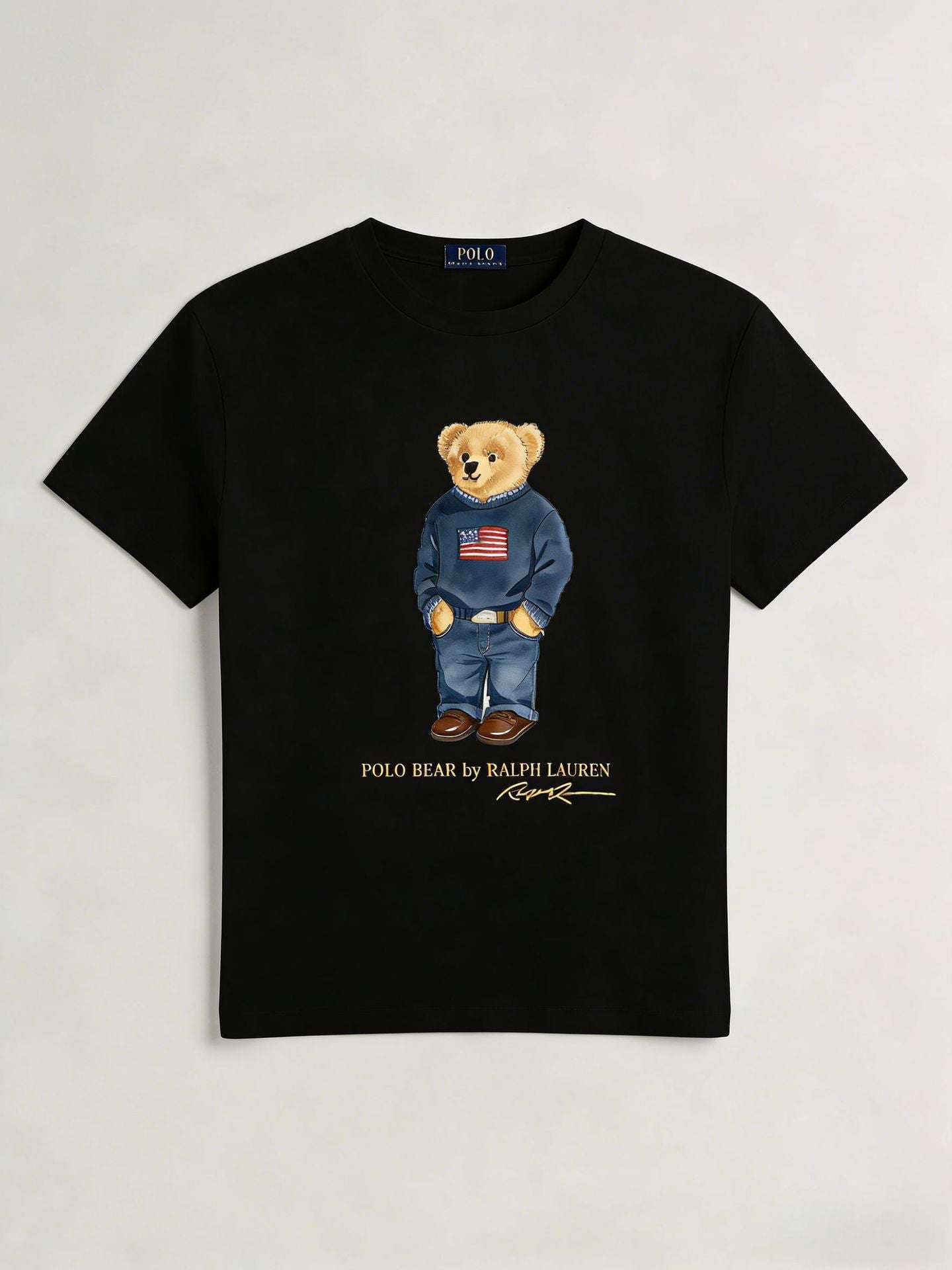 European and American Cross border 2025 Summer Cross border Women's Fashion New Casual Bear Printed T-shirt Round Neck Loose Short Sleeve