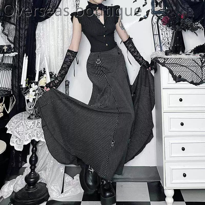 Gothic striped half length skirt party dress