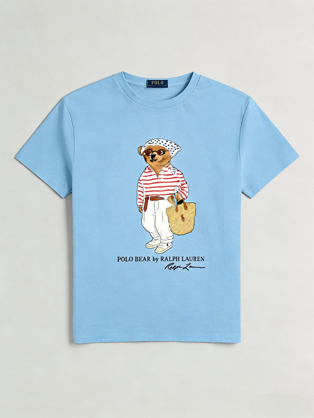 European and American Cross border 2026 Summer Cross border Women's Fashion New Casual Bear Printed Round Neck T-shirt Short Sleeve Top