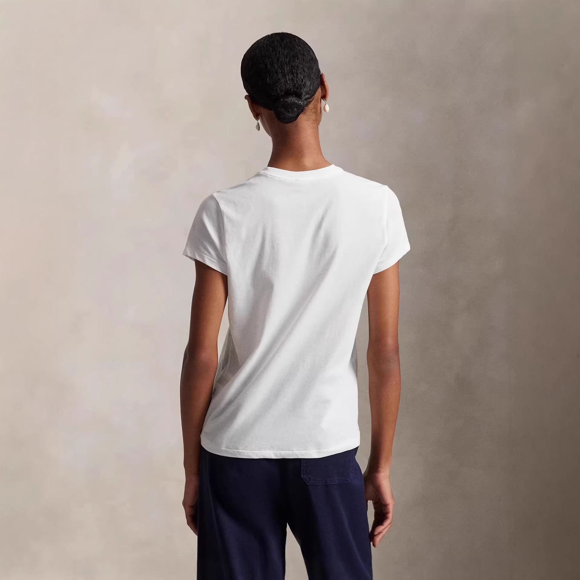 European and American Cross border 2026 Summer Cross border Women's Classic Small Horse Emblem Embroidered Round Neck Pure Cotton T-shirt Casual Versatile