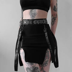 Design sense: Double zipper, high waist, slit, spicy girl, tight fitting, hip hugging skirt, women's trendy, short, sexy half length skirt, summer