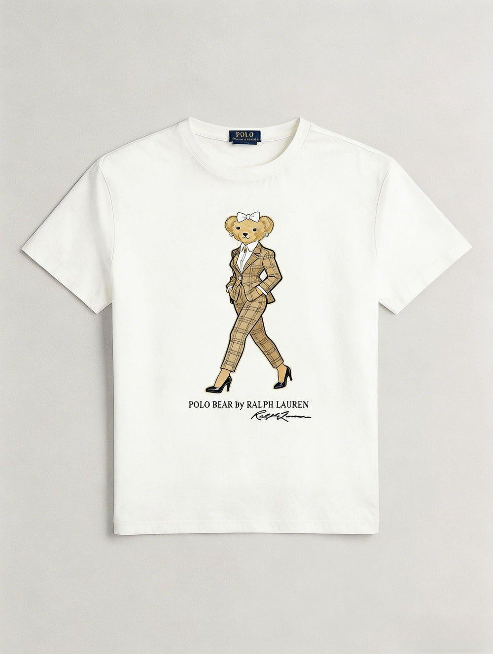 European and American Cross border 2026 Summer Cross border Women's Fashion New Casual Bear Printed Round Neck T-shirt Short Sleeve Top