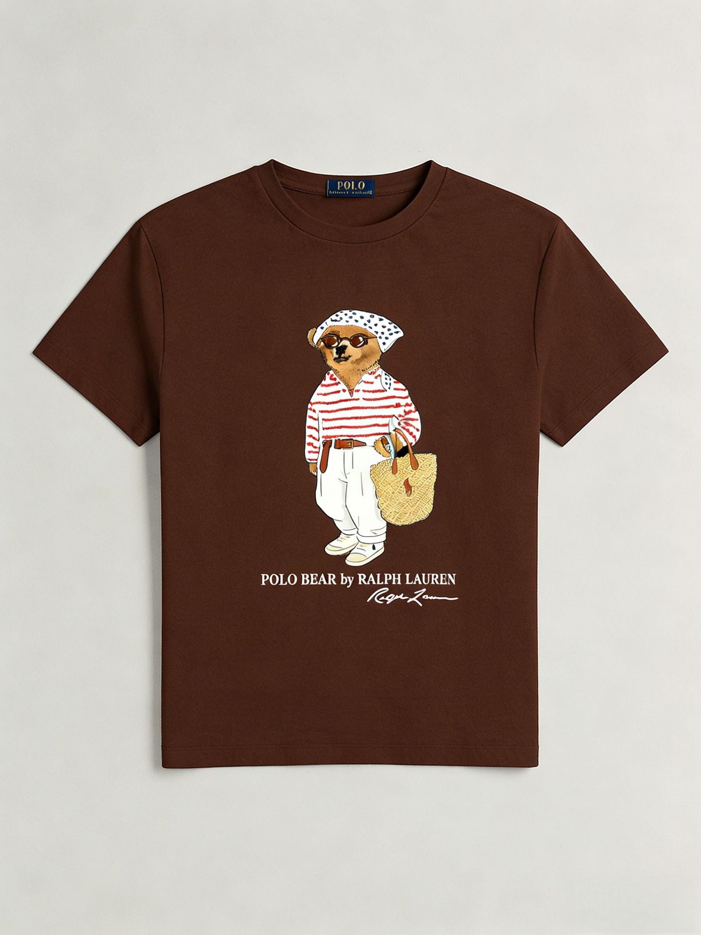 European and American Cross border 2026 Summer Cross border Women's Fashion New Casual Bear Printed Round Neck T-shirt Short Sleeve Top