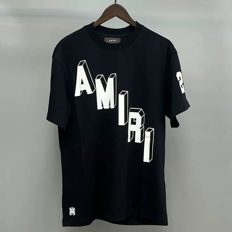 Amiri 3D Block Letter Graphic Short Sleeve T-Shirt - Black / White