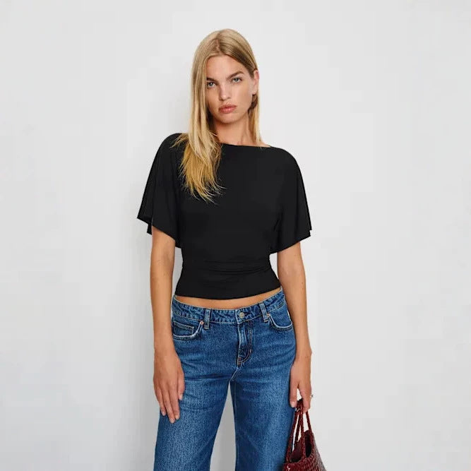European and American Cross border 2026 Summer New Cross border Women's Clothing Fashion Style Slimming, Simple, Versatile Round Neck Top T-shirt