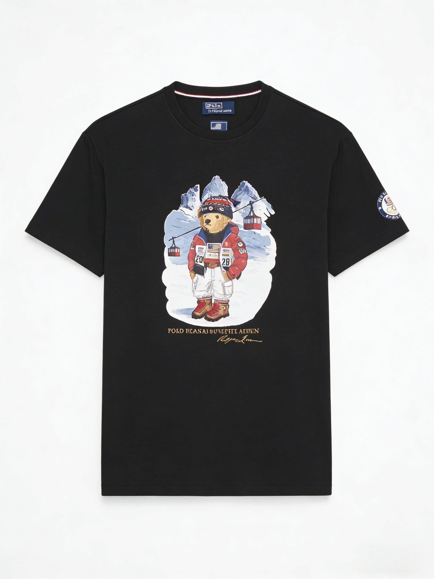 European and American Cross border 2025 Summer Cross border Women's Fashion New Casual Bear Printed T-shirt Round Neck Loose Short Sleeve
