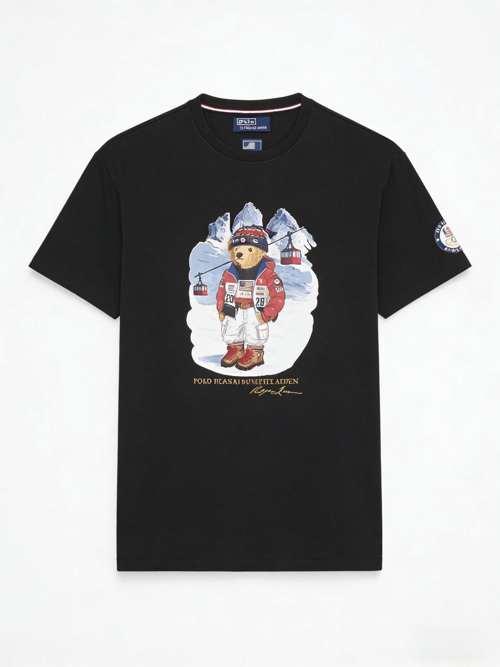European and American Cross border 2025 Summer Cross border Women's Fashion New Casual Bear Printed T-shirt Round Neck Loose Short Sleeve