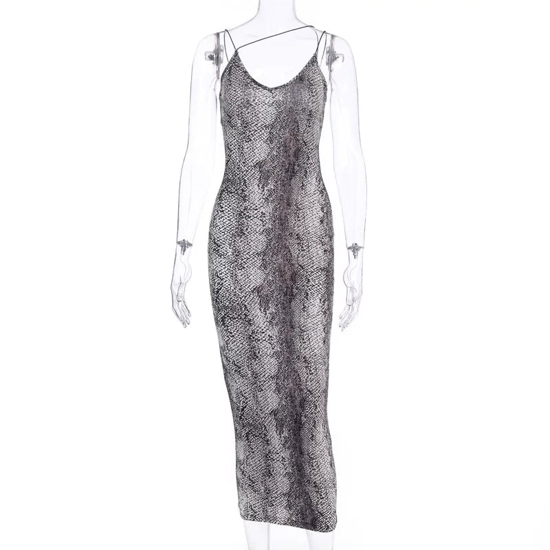Sling V-neck dress sexy long skirt suspender V-neck dress sexy mid length skirt for women