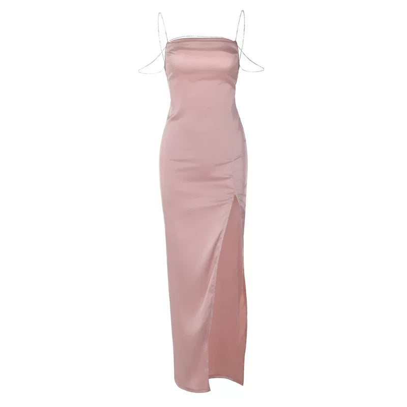 Open Back Diamond Chain Strap Dress Women's Open Back Diamond Chain Strap Dress